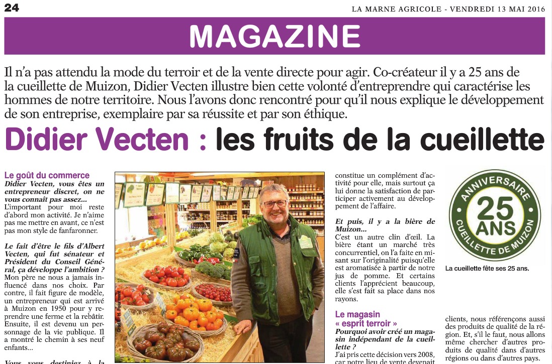 Article de la Marne Agricole du 13 mai 2013