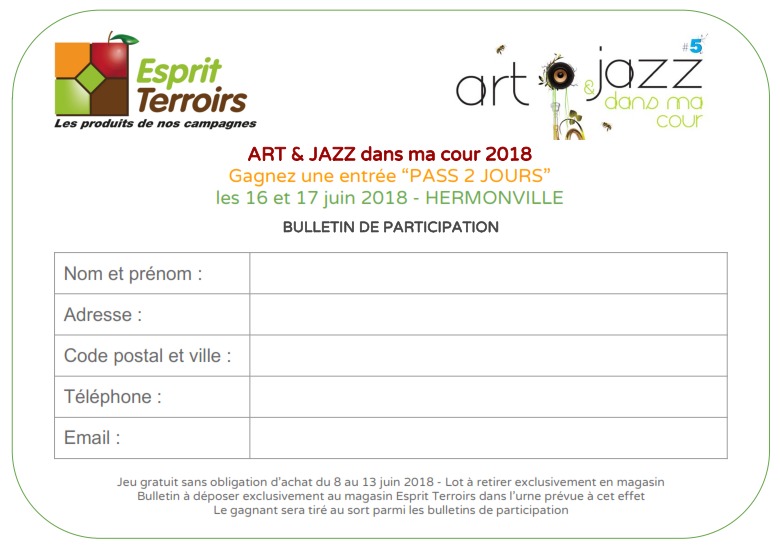 Bulletin de participation concours Art et Jazz 2018